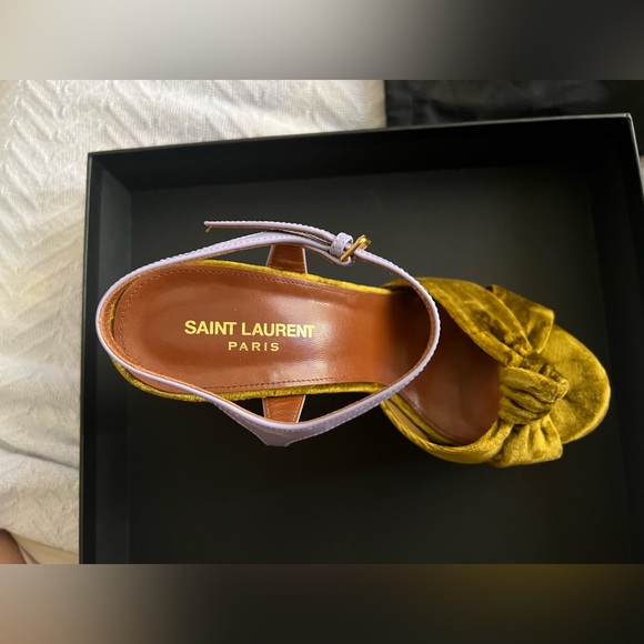 Ysl Bianca Platform Sandals in Dark Gold/Pery size 40 - Picture 4 of 7